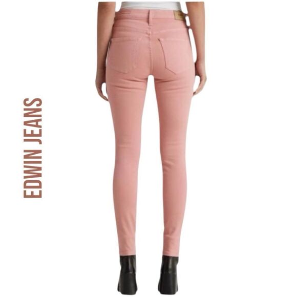 EDWIN ANTHROPOLOGIE Women’s Pixie 9” Jeans in the Size 25 in Petal Pink Color - Picture 4 of 9